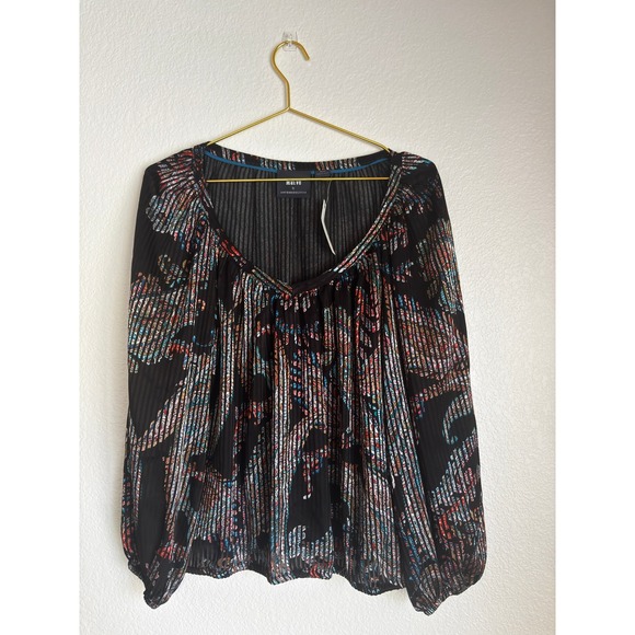 Maeve by Anthropologie Tops - NWT Maeve Anthropologie Black Paisley V-Neck Blouse Multi-Color Medium